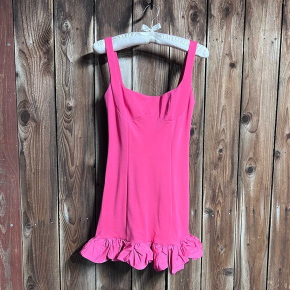 AEL AmyEnjoyLife Hot Pink Girly Dramatic Ruffles Sleeveless Bodycon Dress Sz S - Picture 5 of 10